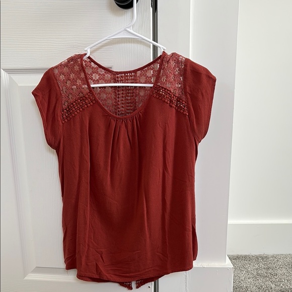 Tops - Women's Lace Detail Top - Rust